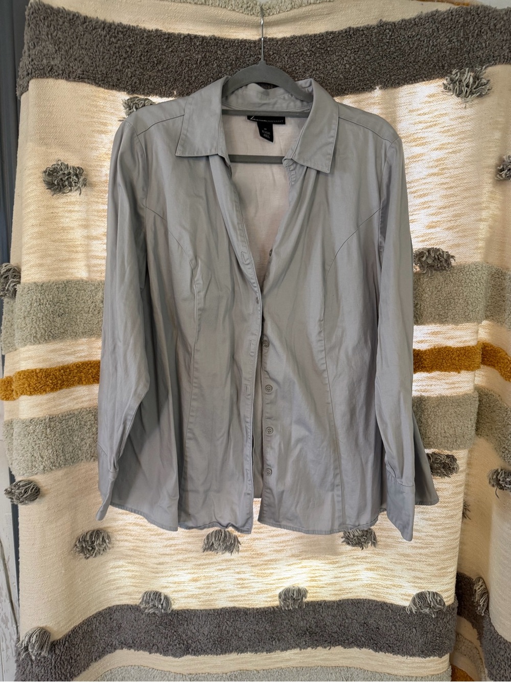 Lane Bryant Light Gray Button-Up Shirt